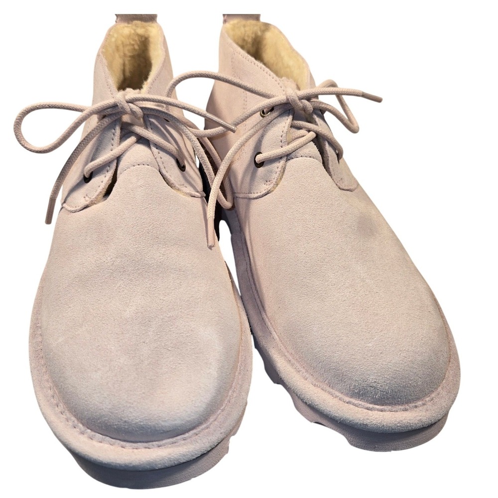 Bearpaw Womens Pink Suede Chukka Ankle Boots Lug Sole Sheepskin Lined 9